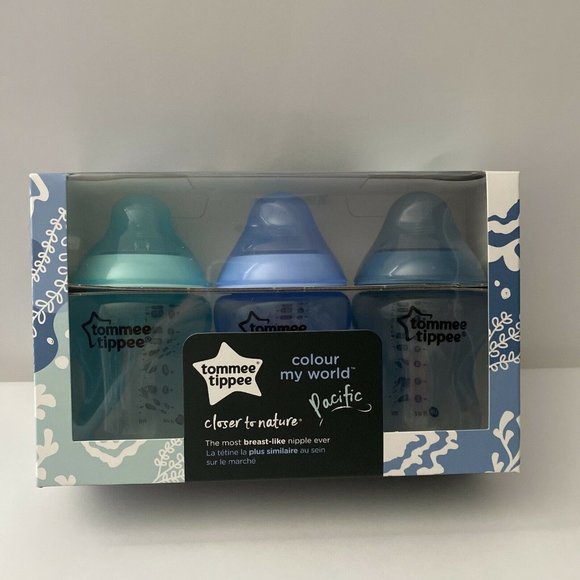 Tommee Tippee Colour My World 9oz Baby Bottle 0m+ Slow Flow 3 Pack - Picture 5 of 5